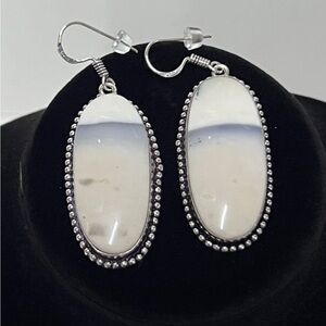 Dendrite Opal Stone Handmade .925 Boho Dangle Earrings